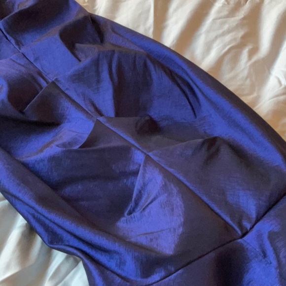 XSCAPE metallic Royal Blue ruched mermaid gown Sz6 - Picture 6 of 9